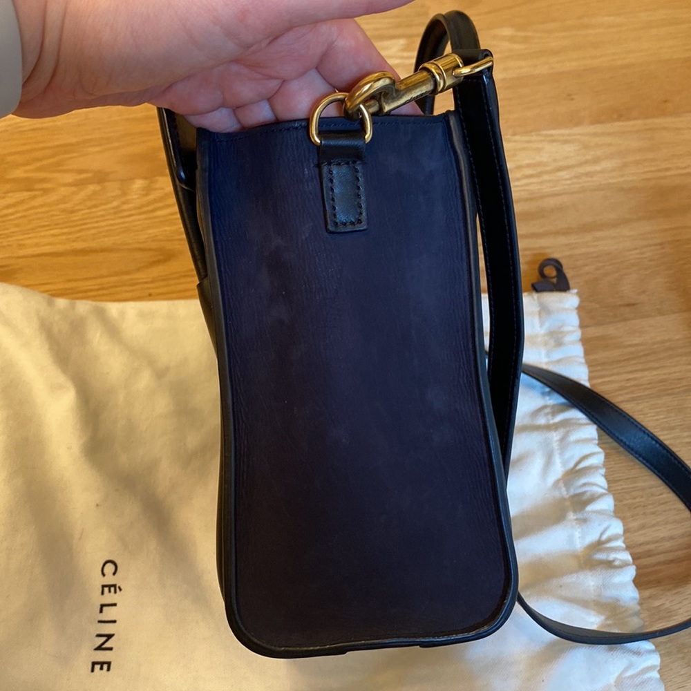 Céline mini luggage tote bicolour smooth calfskin in green and black - Picture 10 of 10